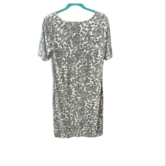 J.Jill Wearever Collection MIDI T-Shirt Dress Black & White Floral Print Small - Picture 2 of 6